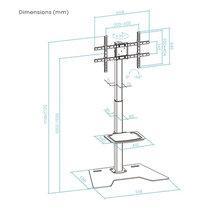 Suporte TV Tooq FS2284M-B suelo Minos 37"-70" 90º - imagem 11