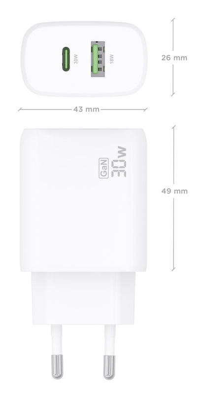 Carregador Aisens GaN 30W USB-C PD3.0 QC4.0 USB-A - imagem 5