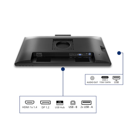 Monitor Profesional Philips 24B2N3200JH 23.8"/ Full HD/ Webcam/ Multimedia/ Regulable em altura/ preto
