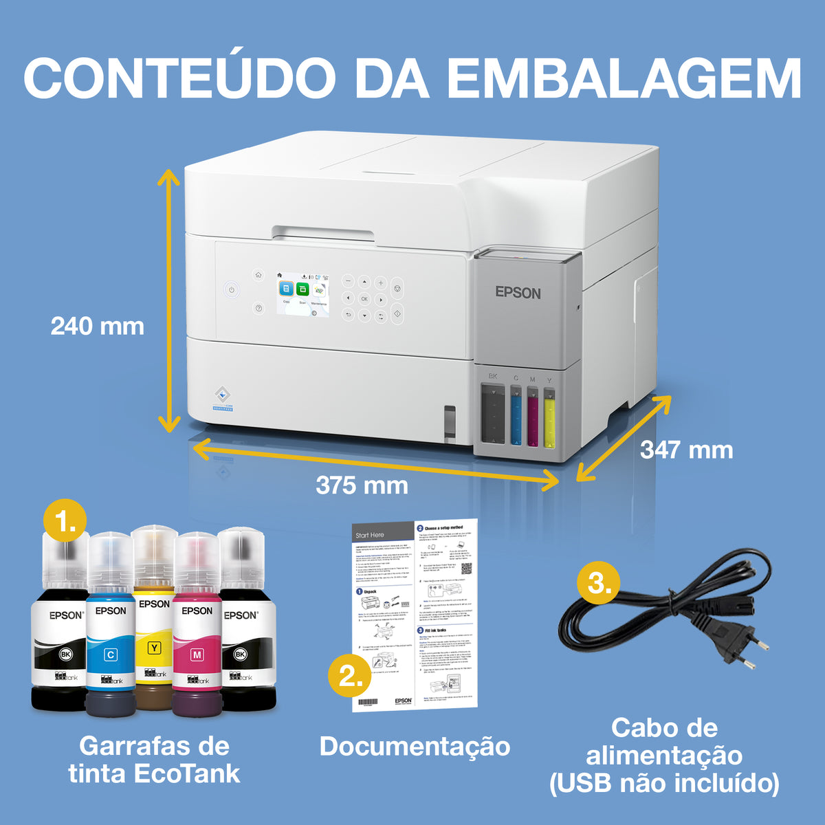 Impressora multifunções Epson Multifunções Ecotank ET-3956 Branco - imagem 13