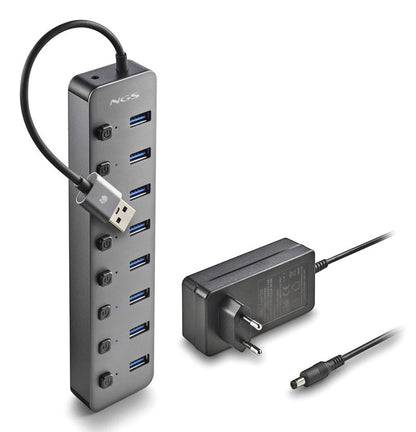 Hub USB NGS IHUB8 / 8xUSB 3.0 / cinzento