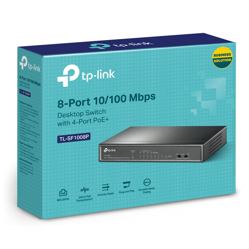Switch de Rede TP-LINK TL-SF1008P 8x10/100Mbps 4xPoE Metal - imagem 8