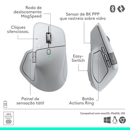 Rato Logitech MX Master 4 for Mac / 910-007576 prateado, branco - imagem 19