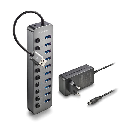 Hub USB NGS IHUB10/ 10xUSB 3.0/ Cinzento