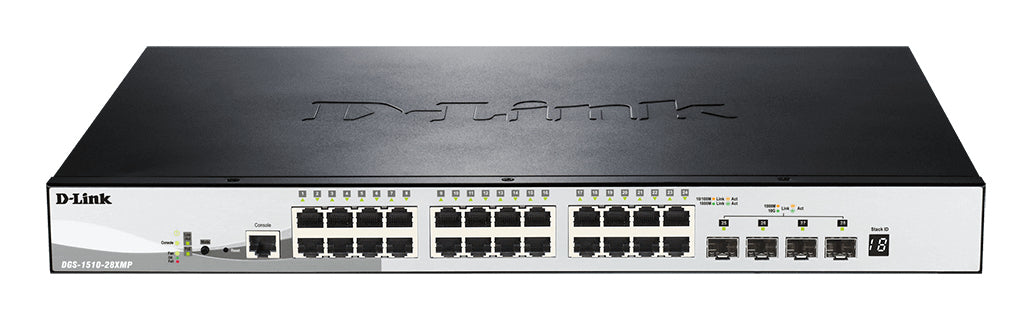 Switch de Rede D-Link DGS-1510-28XMP/E L2 24xGB PoE 4x10Gb