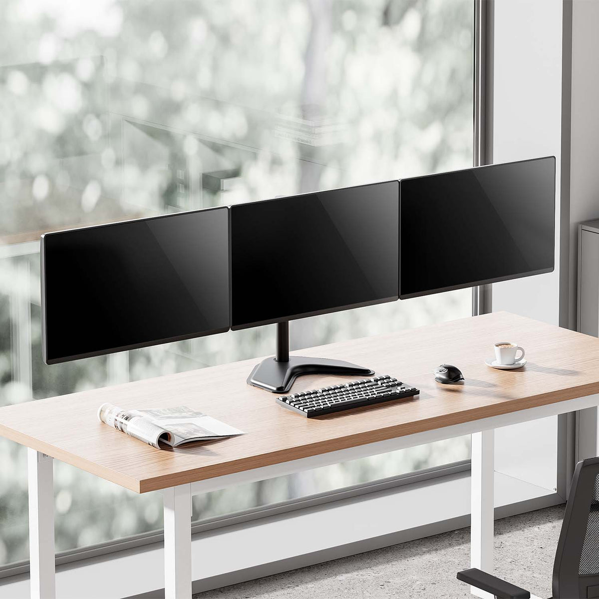 Suporte de secretária para 3 monitores Aisens DT27TSR-287/ giratório/ inclinação/ Swivel 10kg