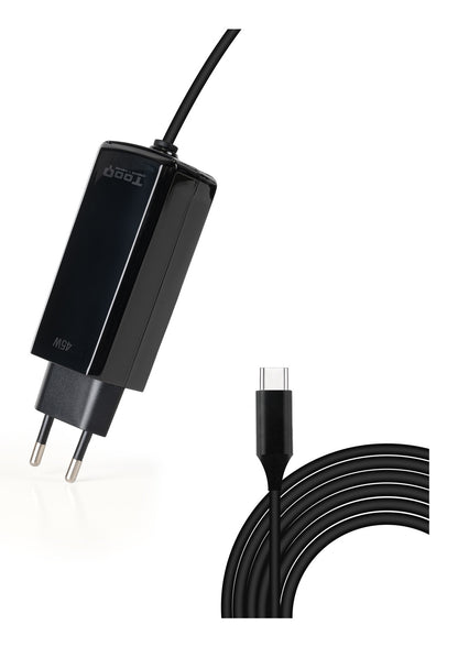 Carregador para Portátil Tooq GAN USB-C PD 45W Cúbico