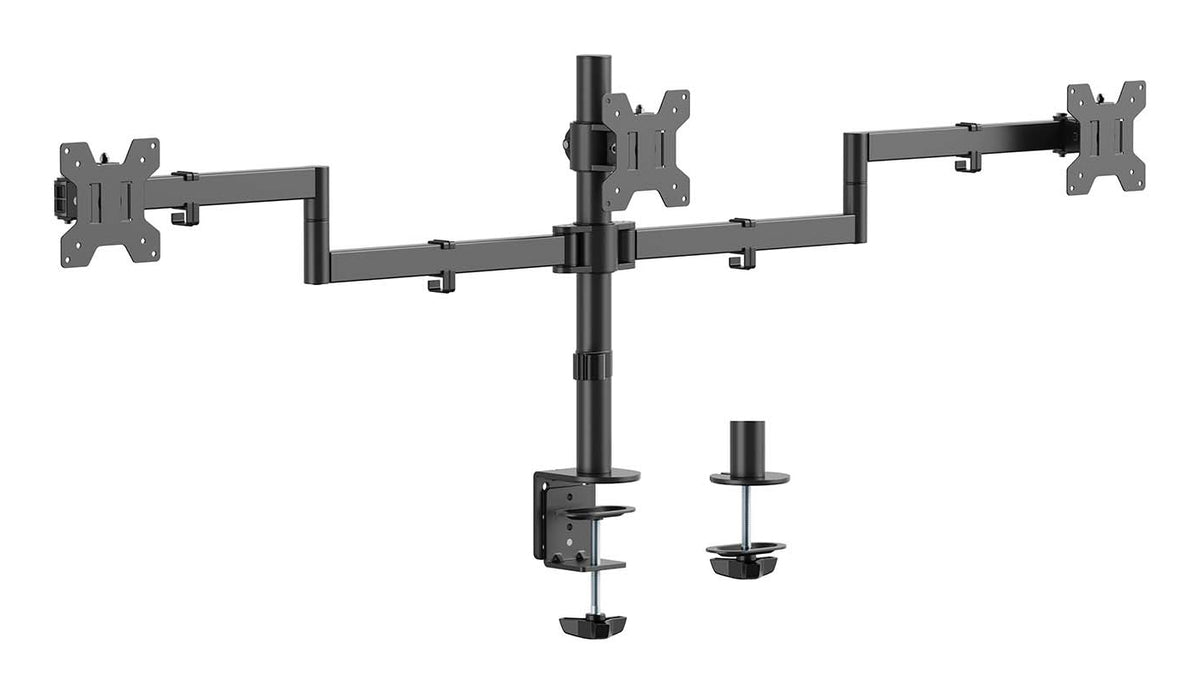 Suporte de mesa para 3 monitores Aisens DT27TSR-281/ Girar/Inclinar/Amarrar 10kg