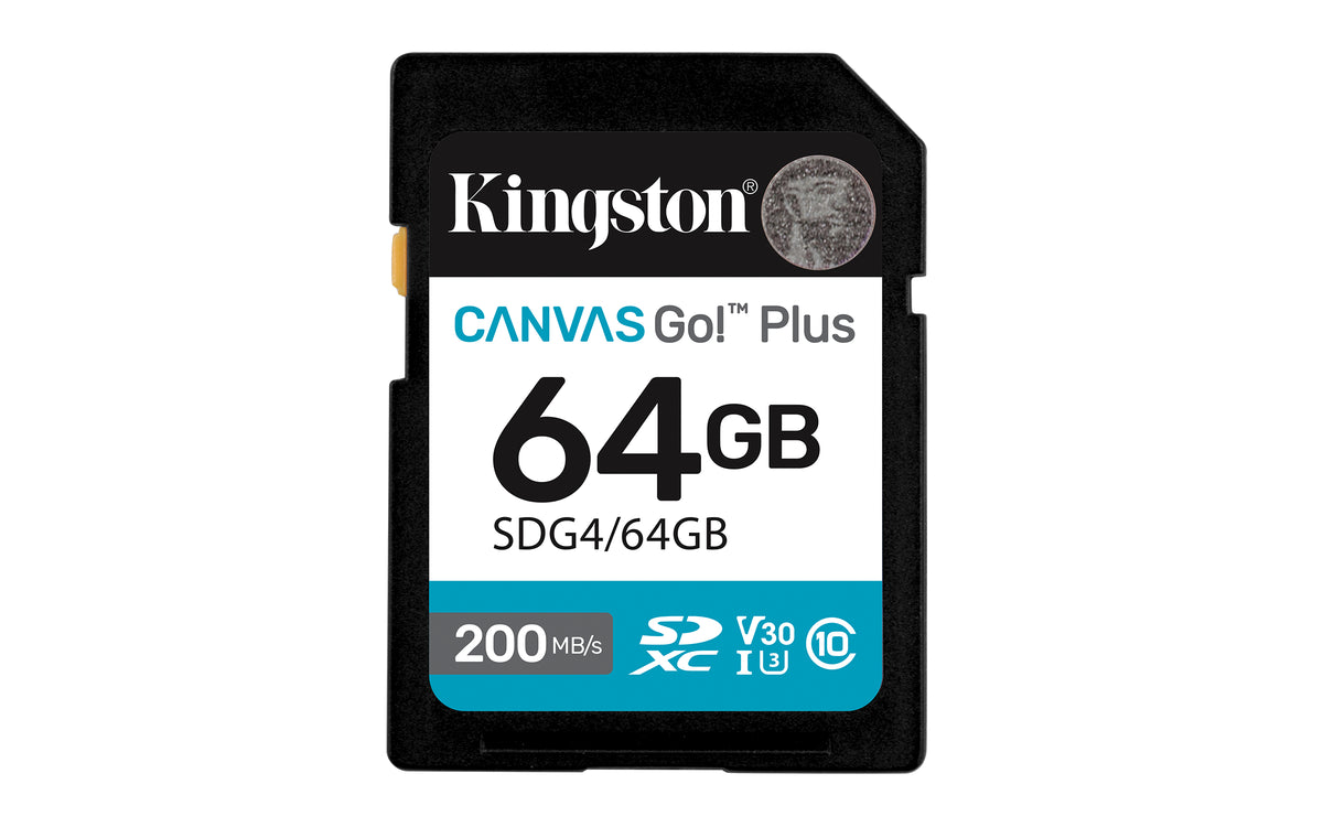 Memória RAM Kingston CANVAS Vai! Além disso, 64GB cartão de SD XC/ Classe 10/ 200MBs