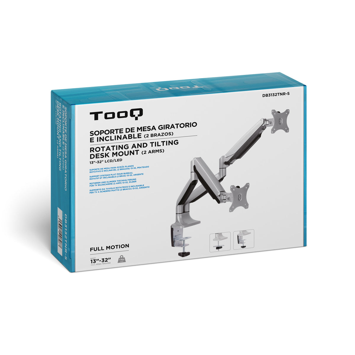 Suporte de Monitor Tooq DB3132TNR-S Mesa incl/gir 2brz 13-32" - imagem 16