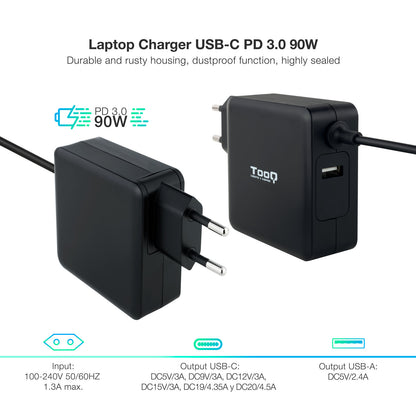 Carregador para Portátil Tooq conector USB-C 90W - imagem 6