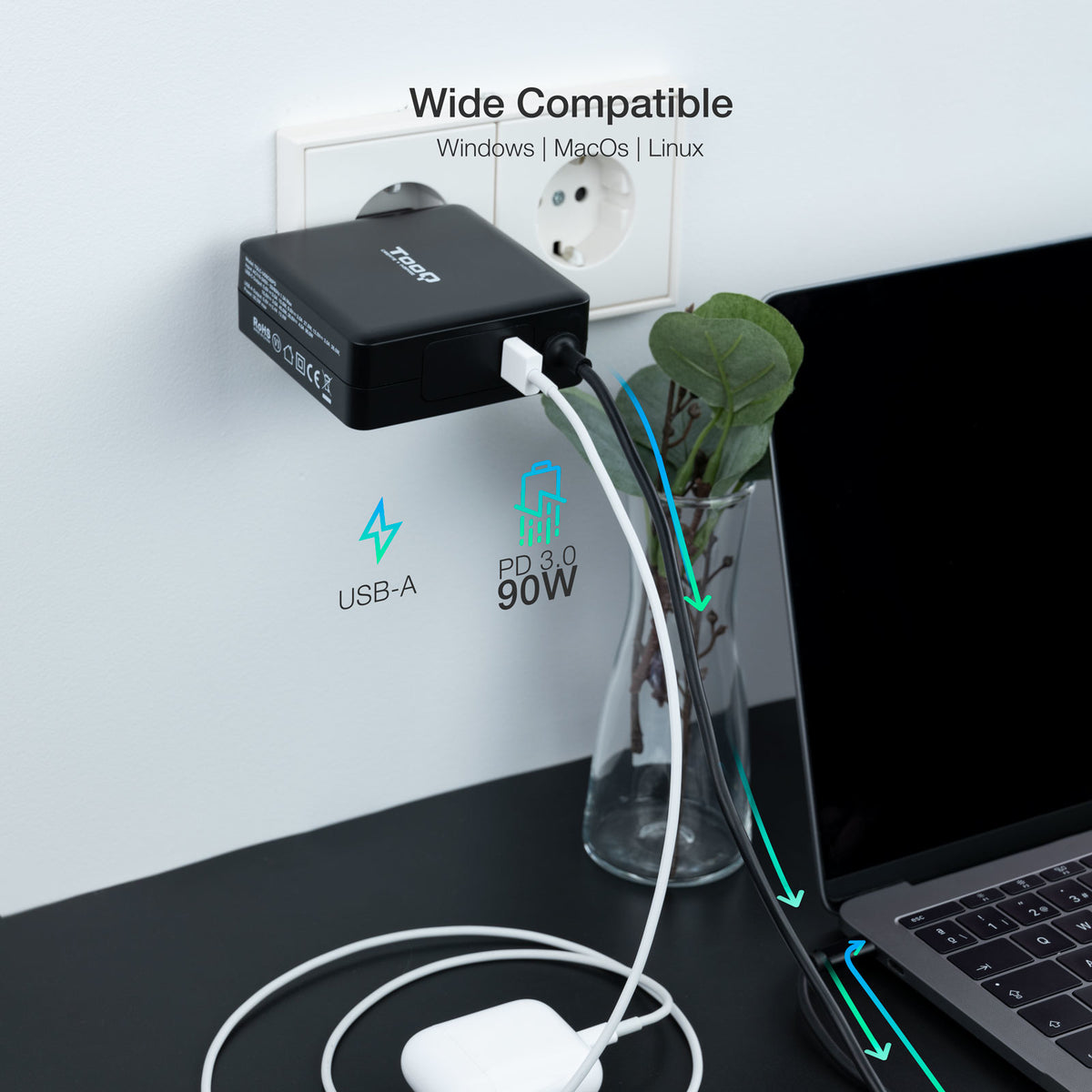 Carregador para Portátil Tooq conector USB-C 90W - imagem 8