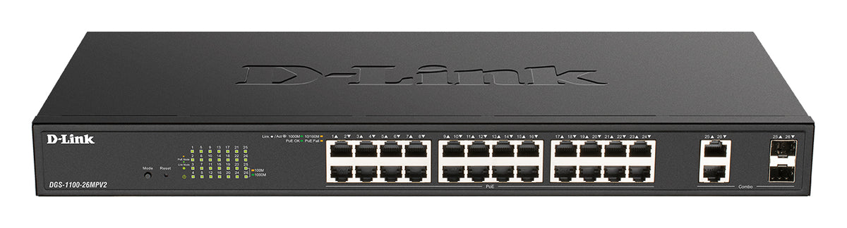 Bastidor D-Link DGS-1100-26MPV2/E Switch 24xPoE+ 2xSFP Comb