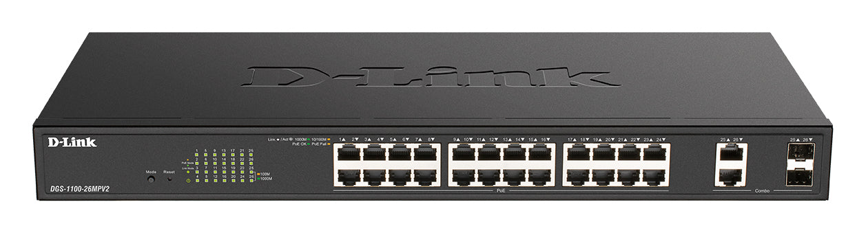 Bastidor D-Link DGS-1100-26MPV2/E Switch 24xPoE+ 2xSFP Comb