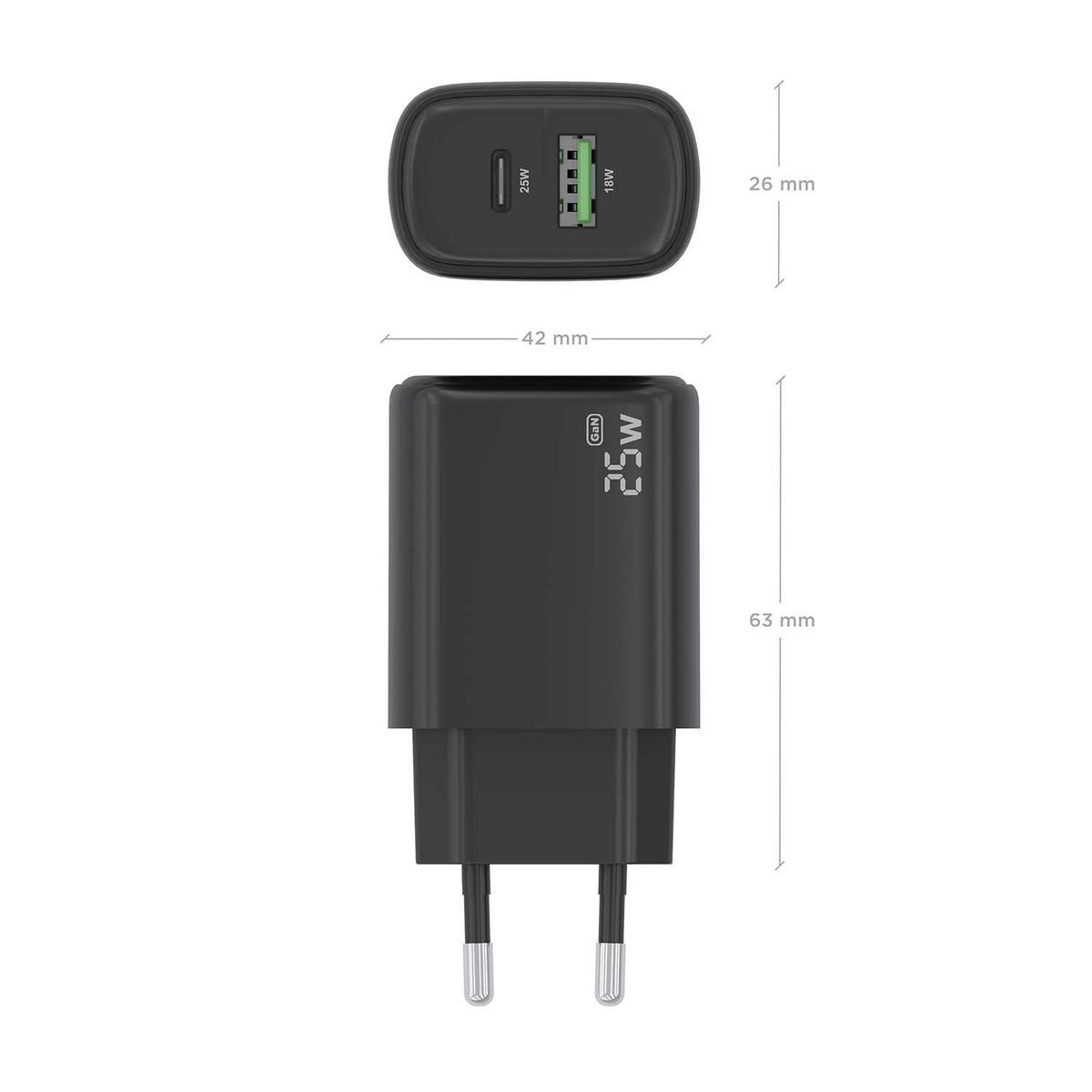 Carregador Aisens GaN 25W USB-C PD 3.0 USB-A QC3.0 - imagem 6