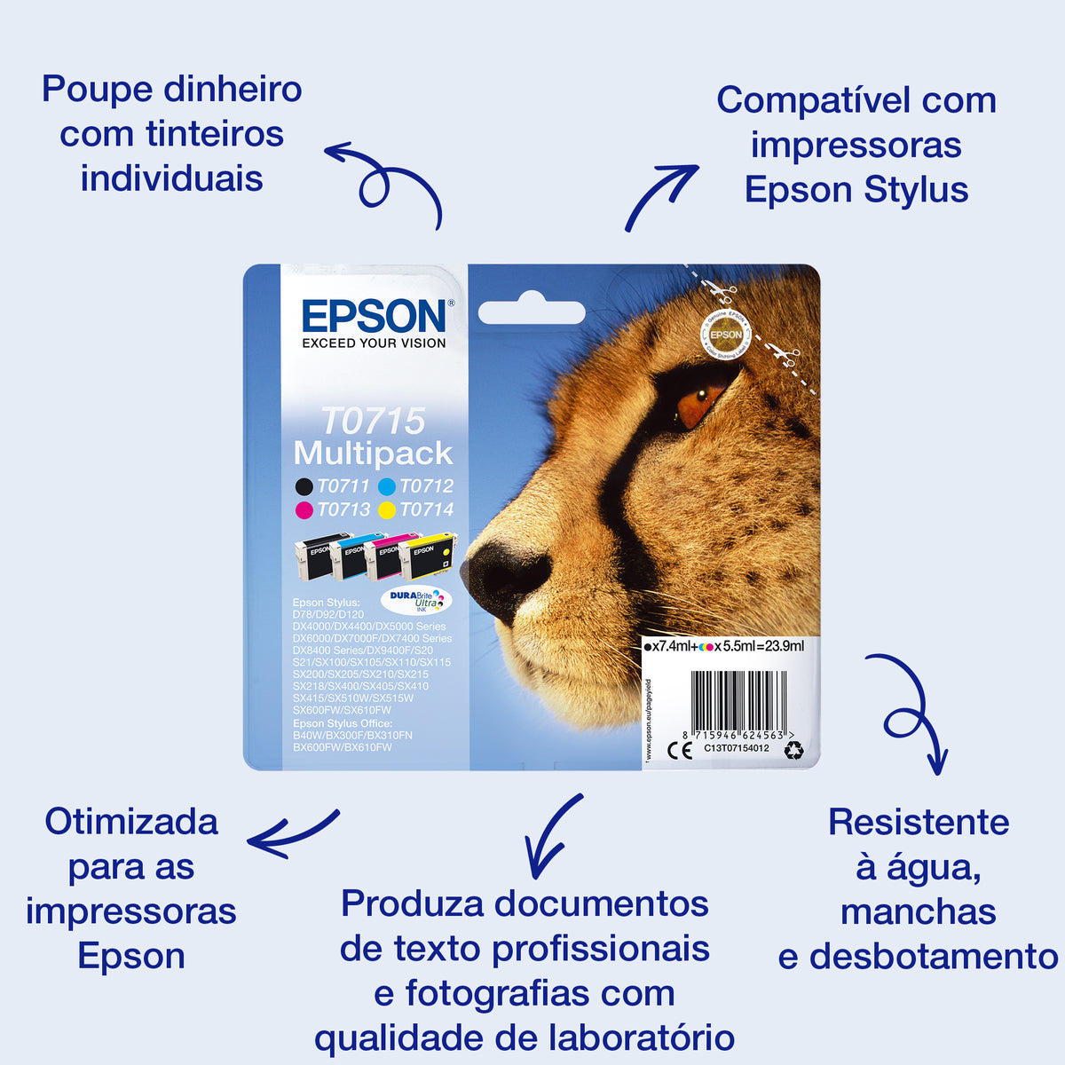 Epson Ink T0715 / C13T07154012 BK,C,M,e Multipack