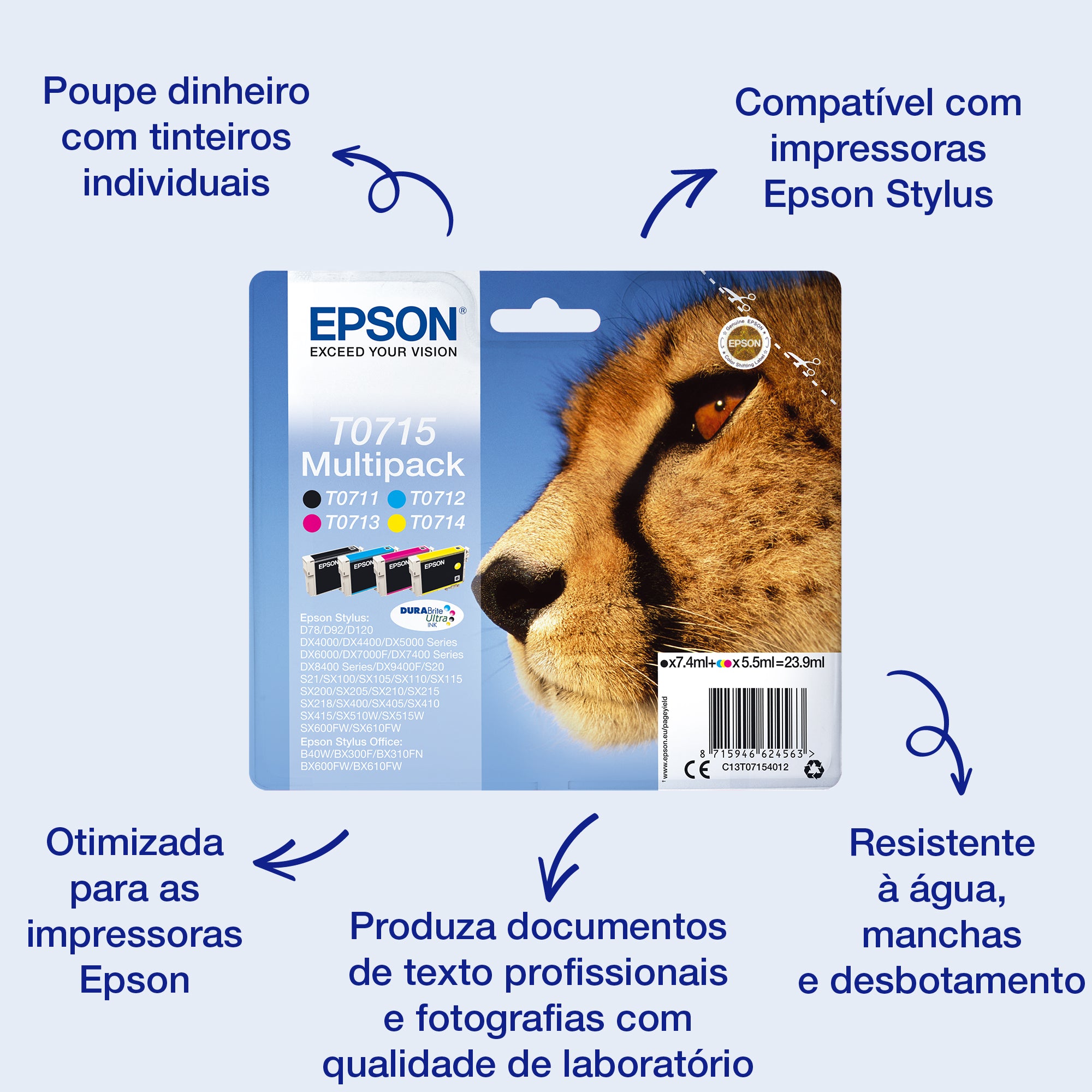 Epson Ink T0715 / C13T07154012 BK,C,M,e Multipack