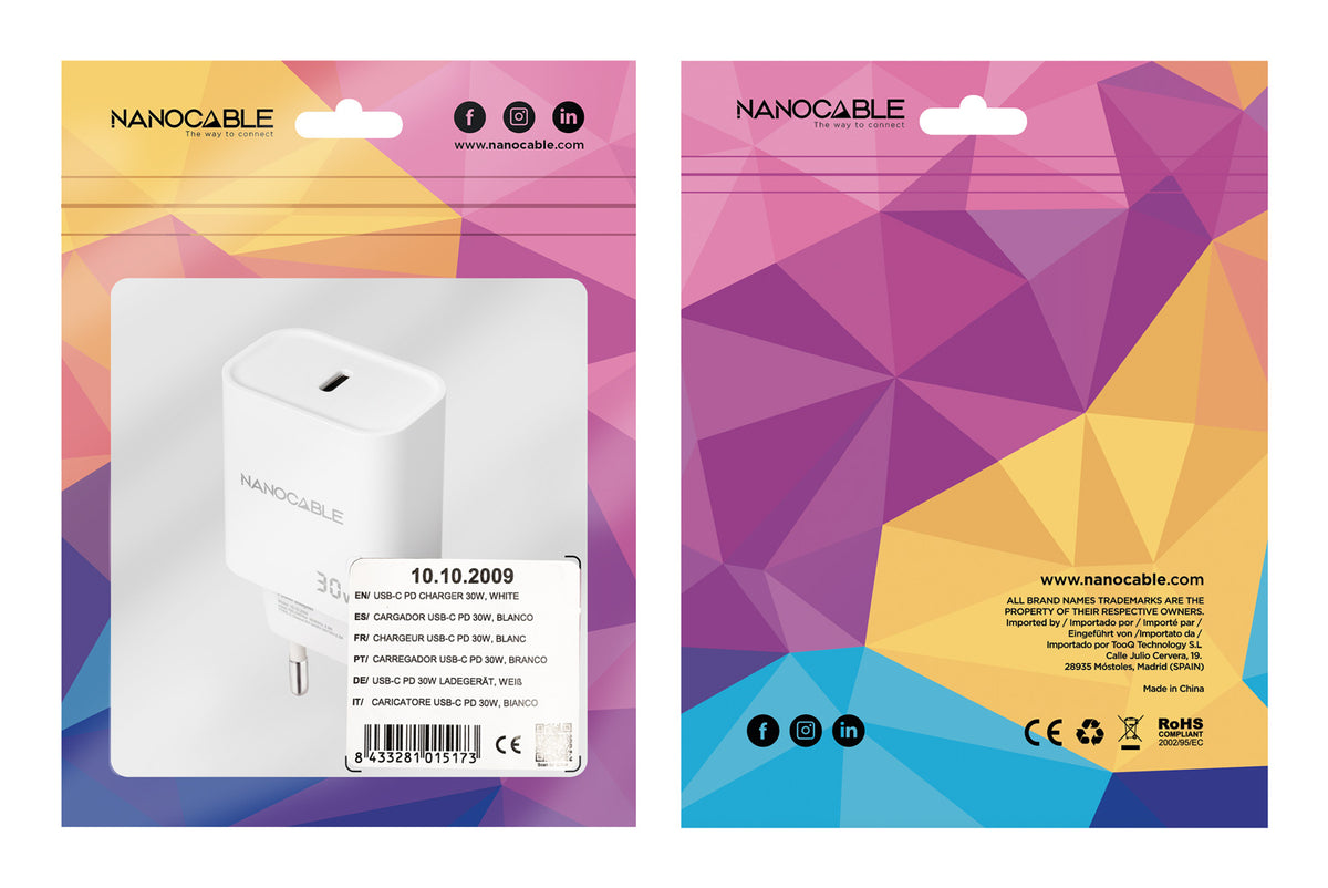 Carregador de Parede Nanocable USB-C PD 30W Branco - imagem 5