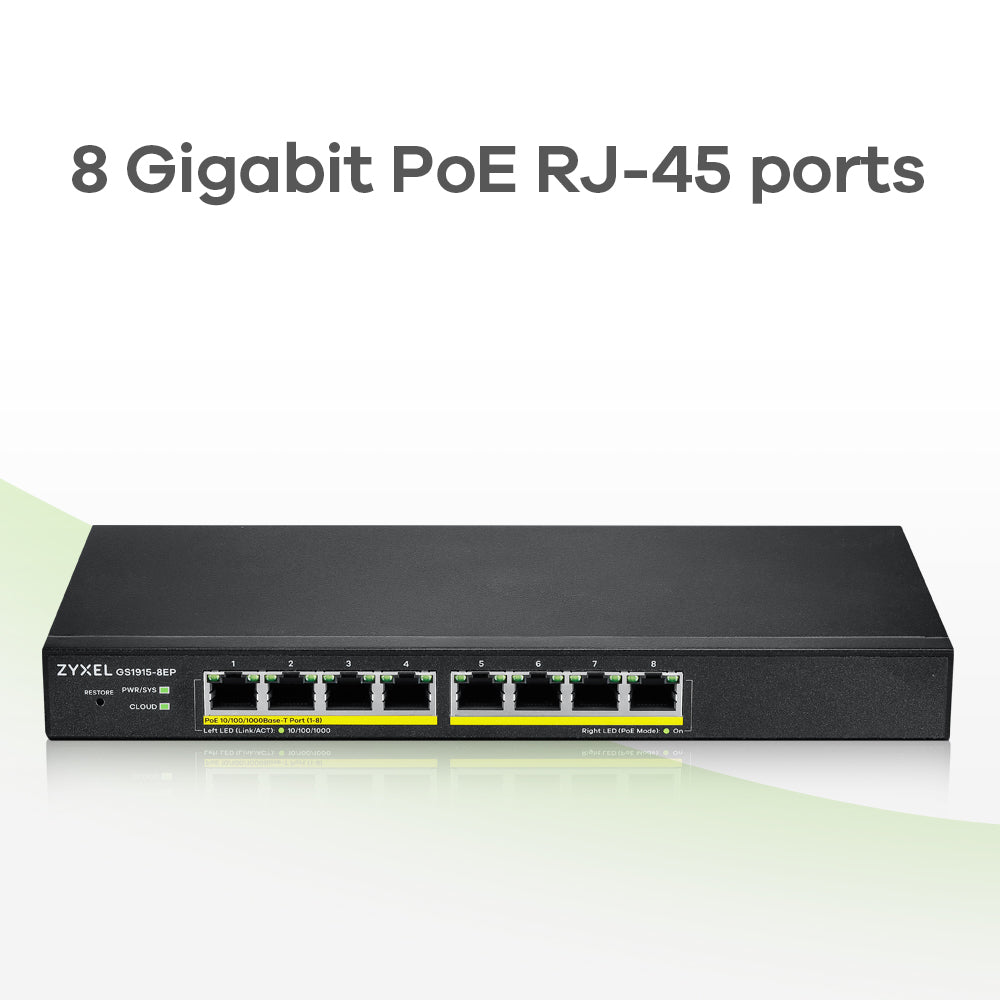 Switch de Rede ZyXEL GS1915-8EP Smart 8xGbE PoE 60W Nebula - imagem 10
