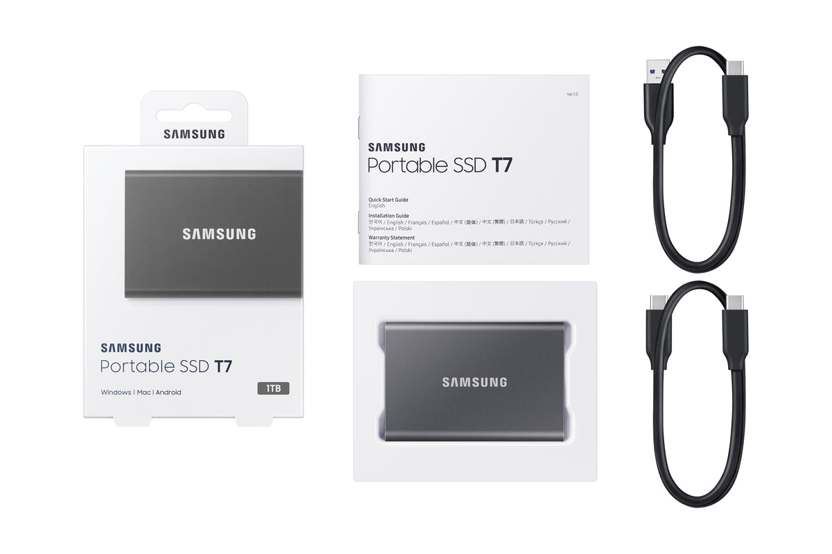Disco SSD Samsung External T7 1TB / MU-PC1T0T/WW cinzento - imagem 12