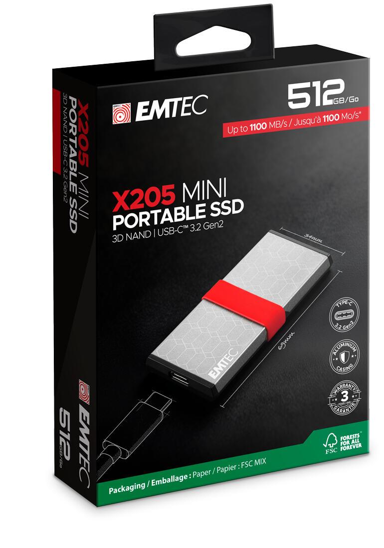 Disco SSD Emtec External X205 512GB / ECSSD512GX205 prateado L - imagem 6