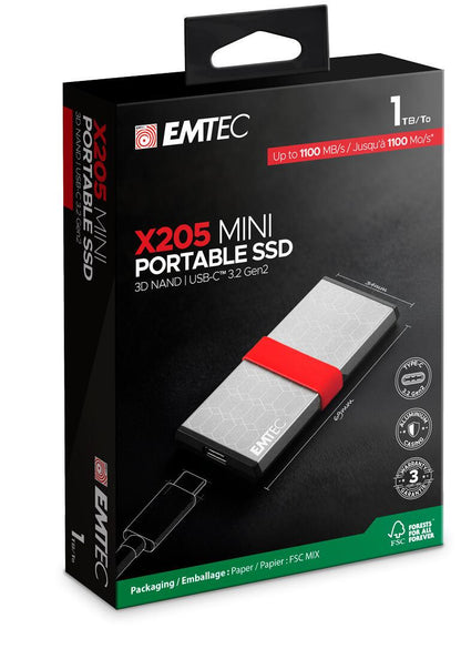 Disco SSD Emtec External X205 1TB / ECSSD1TX205 prateado XL - imagem 3