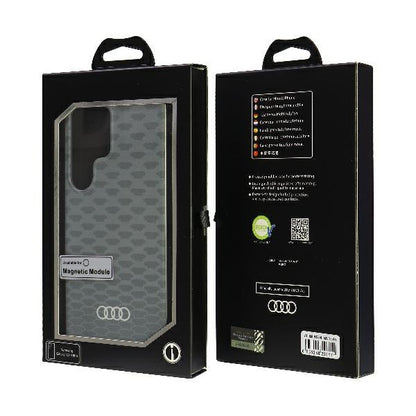Capa rígida Audi com MagSafe e padrão costura IML para S24 Ultra S928, cinza