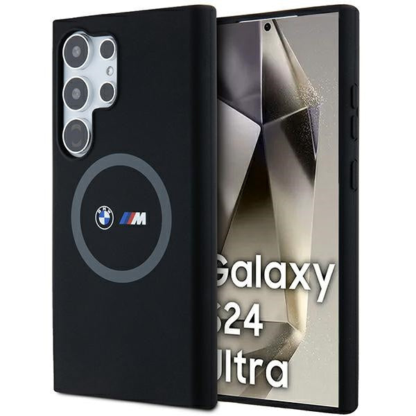 Capa BMW M de silicone com anel impresso MagSafe para Samsung Galaxy S24 Ultra preta