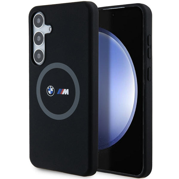 Capa BMW M de silicone com anel impresso MagSafe para Samsung Galaxy S24+ preta
