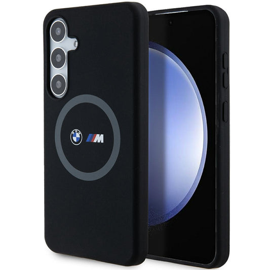 Capa BMW M de silicone com anel impresso MagSafe para Samsung Galaxy S24+ preta