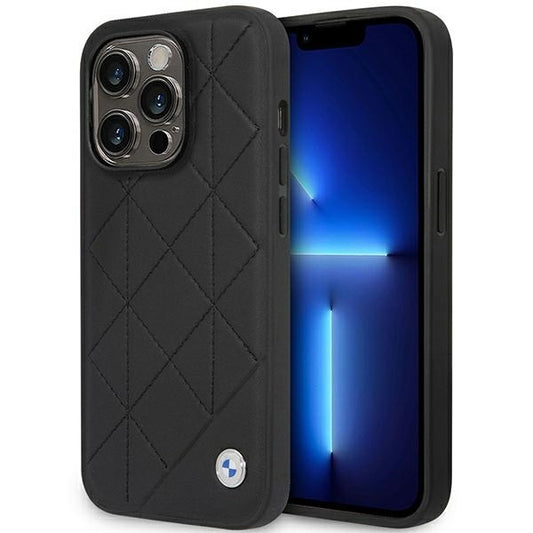 Capa BMW BMHCP14L22RQDK | iPhone 14 Pro 6.1" | Couro acolchoado preto