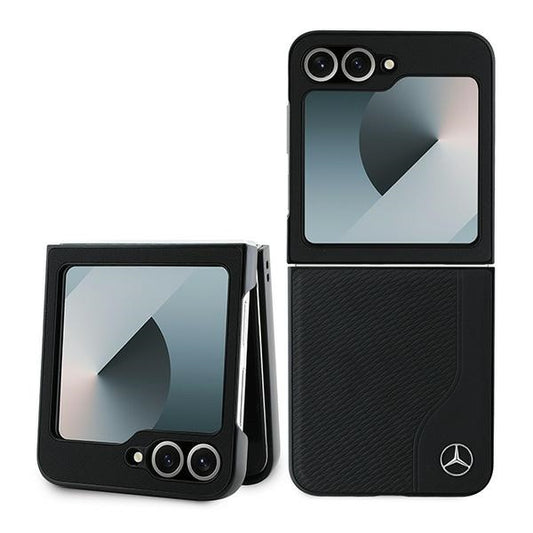 Capa couro imitação madeira MagSafe Galaxy Z Flip6 – Preta