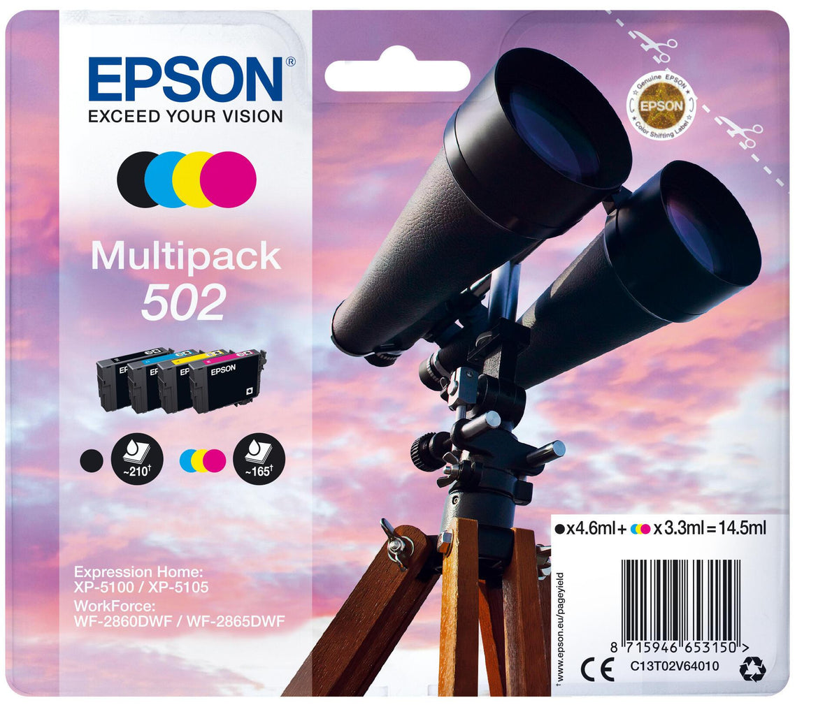 Epson Ink 502 / C13T02V64010 BK,C,M,e Multipack - imagem 2