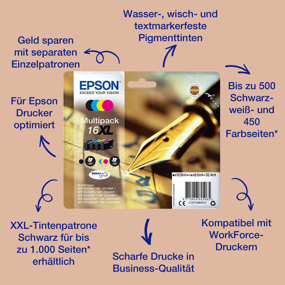 Epson Ink 16 / C13T16264012 BK,C,M,e Multipack - imagem 2