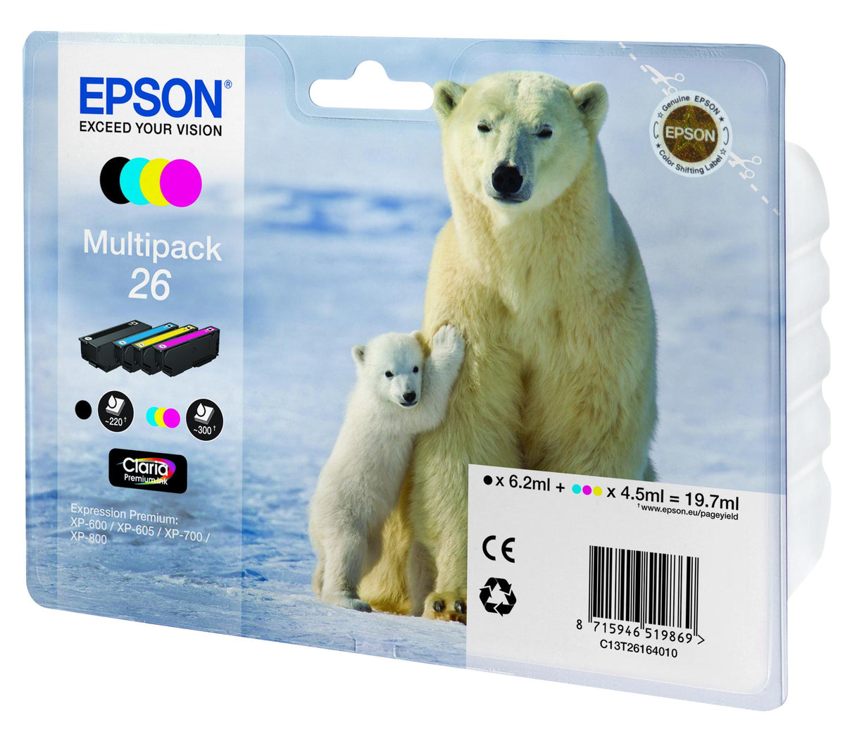 Epson Ink 26 / C13T26164010 BK,C,M,e Multipack - imagem 2