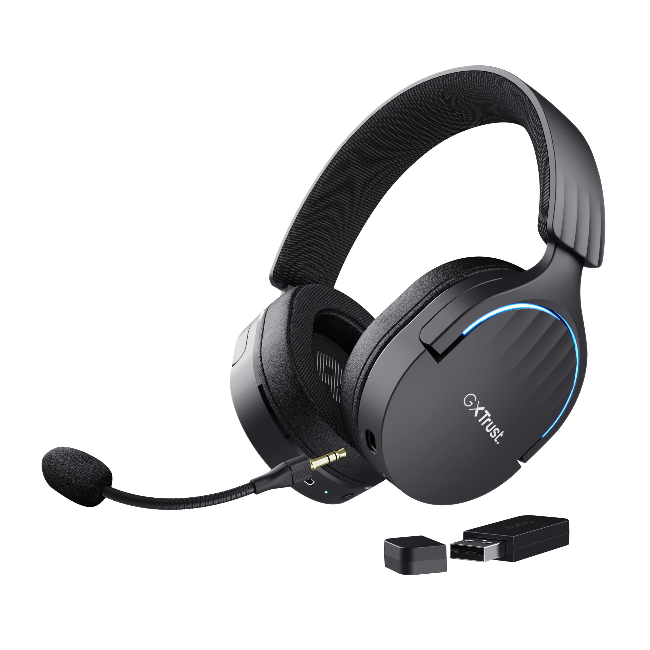 Auscultadores de jogos sem fios com microfone Trust Gaming GXT 491 Fayzo/ Bluetooth/ Jack 3.5/ Preto