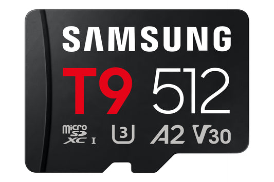 Cartão de Memória Samsung Micro SDXC T9 512GB clase10 U3 V30 A2 c/a