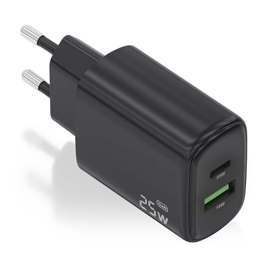 Aisens Carregador GaN 25W USB-C PD 3.0 USB-A QC3.0