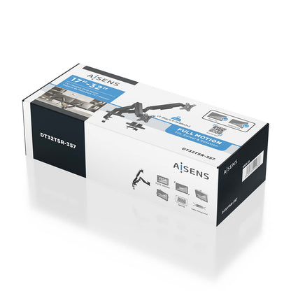 Suporte de mesa com contrapeso para 2 monitores Aisens DT32TSR-357/ giratório/ inclinável/ 9kg