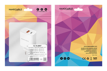 Carregador Nanocable USB-C/PD+USB-A/QC 20W Branco - imagem 5
