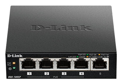Switch de Rede D-Link DGS-1005P 5xGB 4xPoE