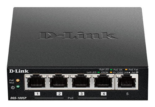 Switch de Rede D-Link DGS-1005P 5xGB 4xPoE