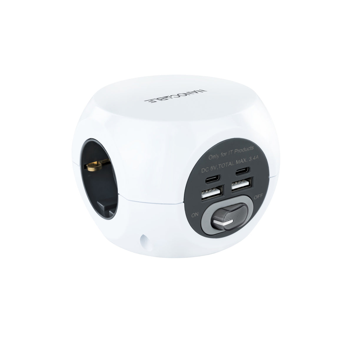 Nanocable Base de enchufes com 4 USB Branco