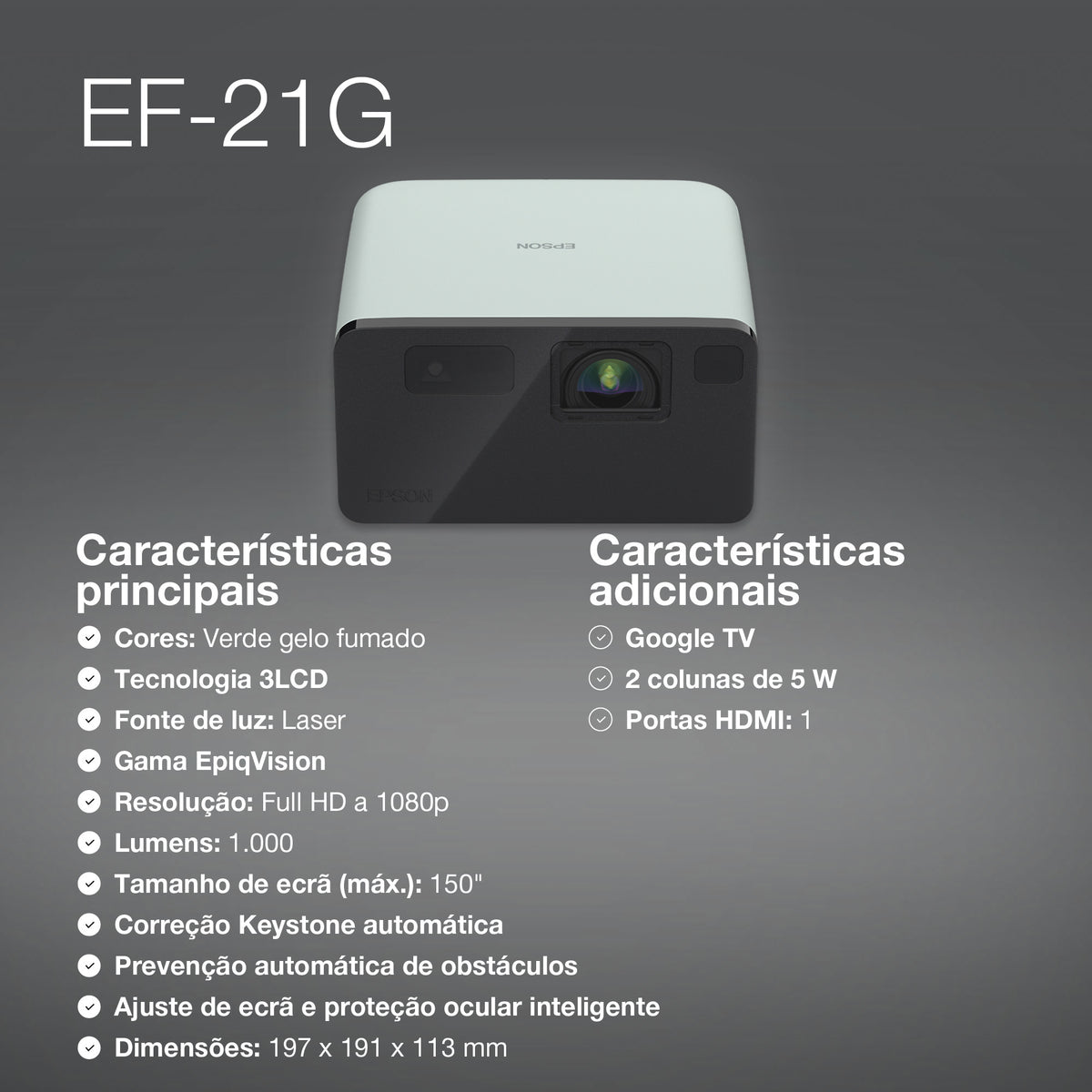 Projetor Epson EF-21G / V11HB35340 verde - imagem 6