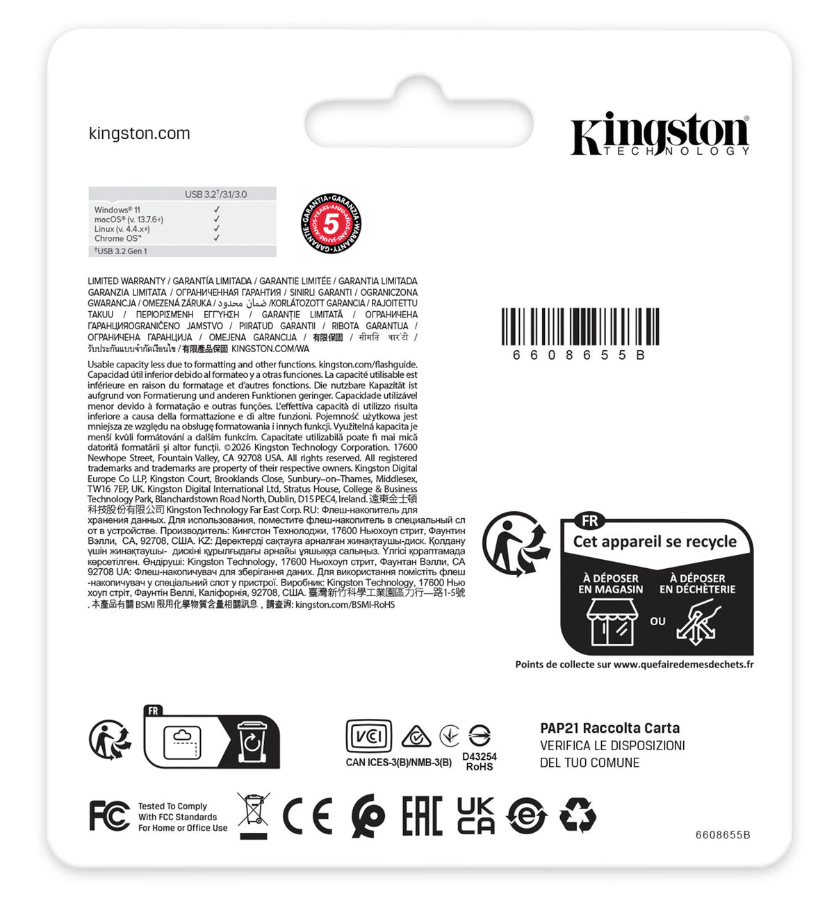 Pen USB Kingston DT Kyson 128GB USB3.2-A Gen1 220MBs Metal - imagem 6