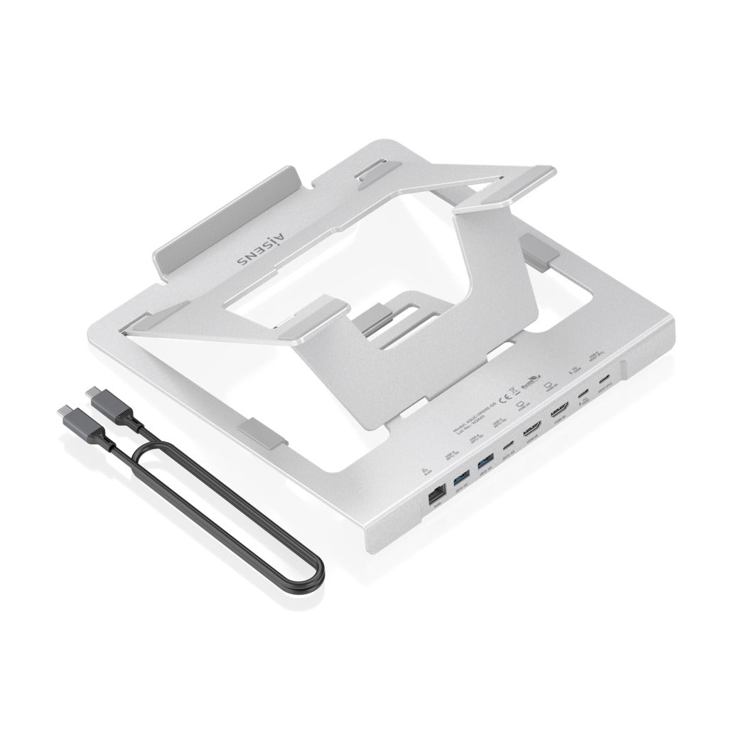 Suporte de Secretária - Aisens USB Docking Tipo-C ASUC-7P046-GR/ 2xUSB/ 1xUSB Tipo-C/ 2xHDMI/ 1xRJ45/ 1xUSB Tipo-C PD/ cinzento