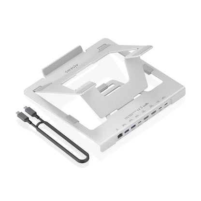 Suporte de Secretária - Aisens USB Docking Tipo-C ASUC-7P046-GR/ 2xUSB/ 1xUSB Tipo-C/ 2xHDMI/ 1xRJ45/ 1xUSB Tipo-C PD/ cinzento