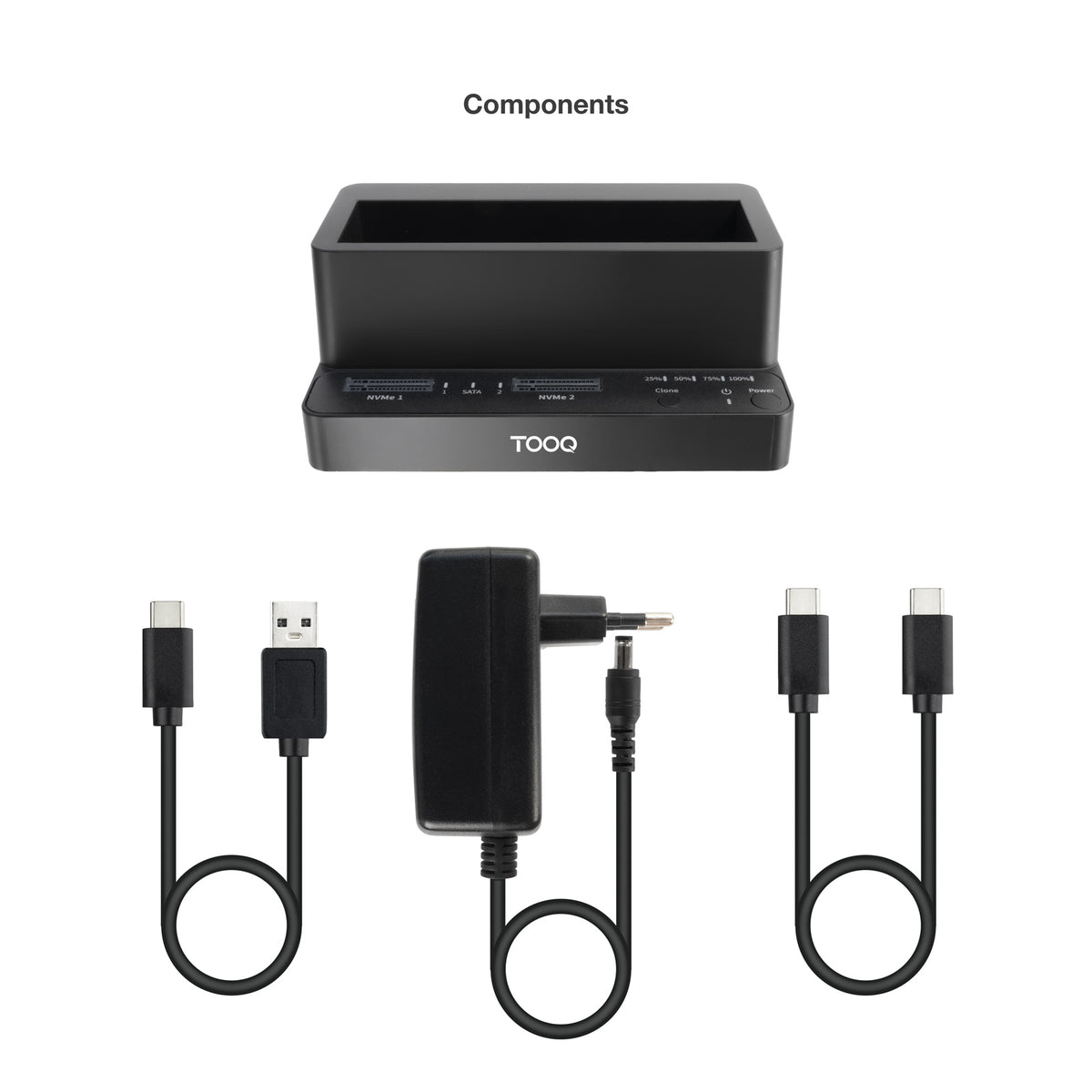 Caixa para Disco Tooq DockStation 2xSSD M.2NVMe+SATA 2.5/3.5 Clone - imagem 8