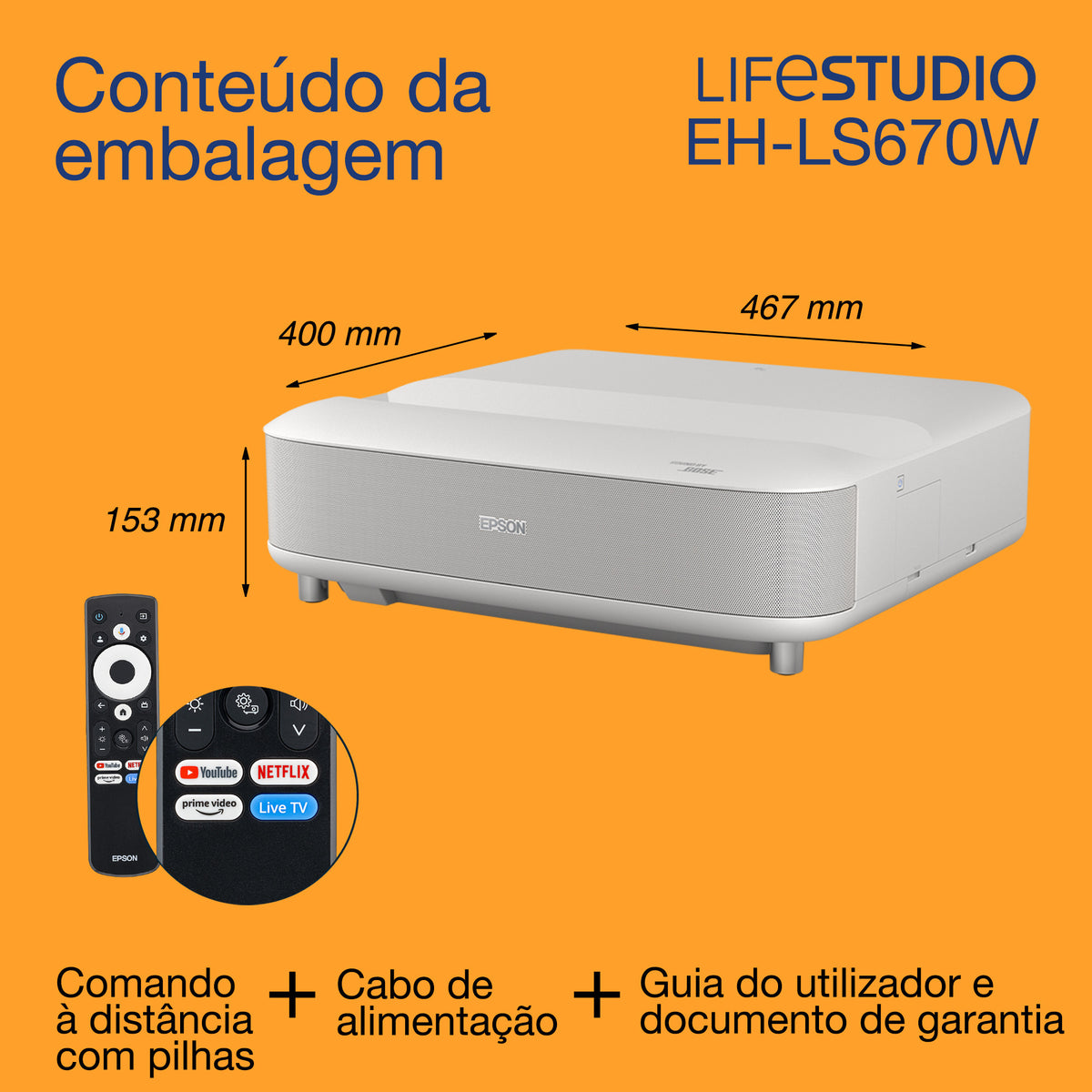 Projetor Epson Lifestudio Grand EH-LS670W / V11HB82040 branco - imagem 21