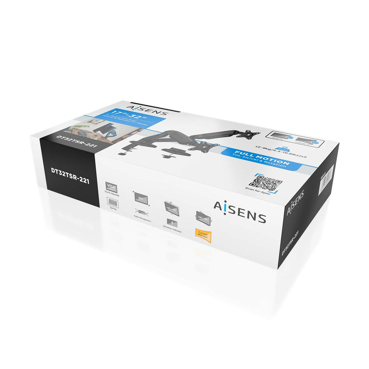 Suporte de mesa com contrapeso para 2 monitores ou os corredores da TV DT32TSR-221/Giratorio/ inclináveis/ até 9kg